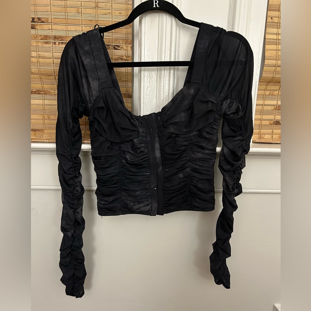 Black Free People Long Sleeve Corset Top